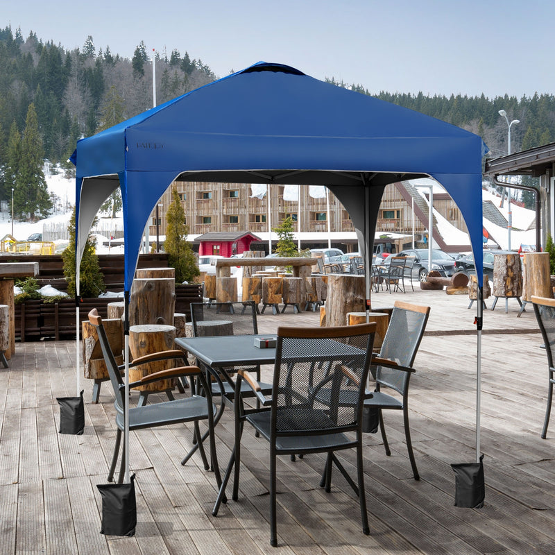 6.6 x 6.6 FT Pop Up Height Adjustable Canopy Tent with Roller Bag-Blue