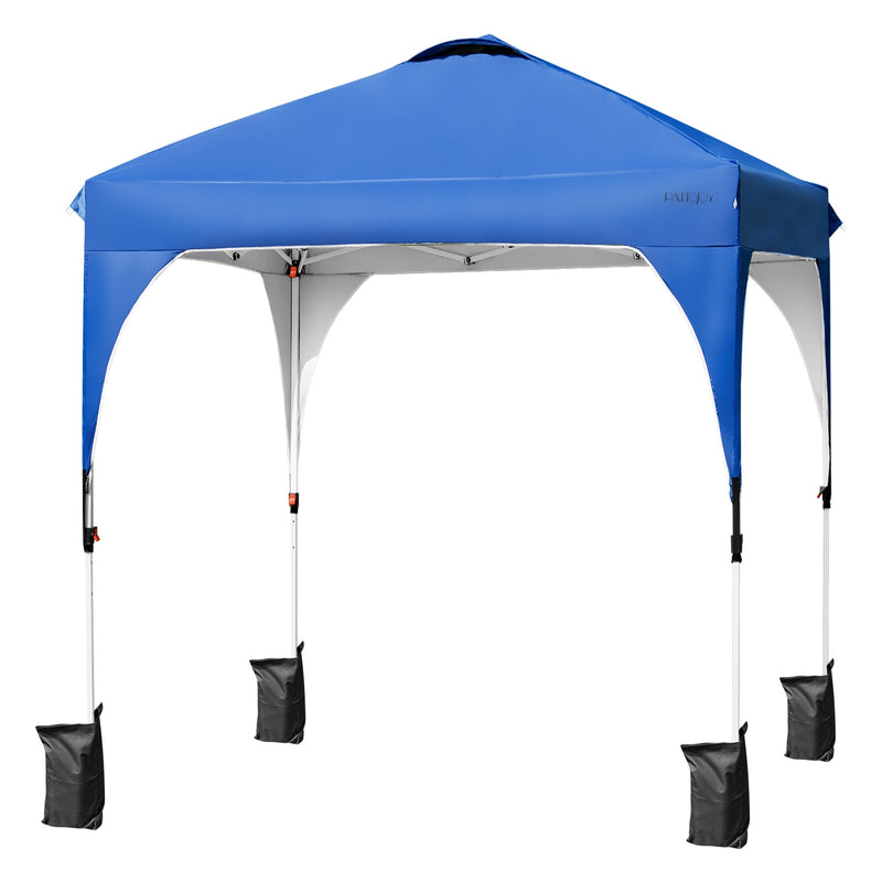 6.6 x 6.6 FT Pop Up Height Adjustable Canopy Tent with Roller Bag-Blue