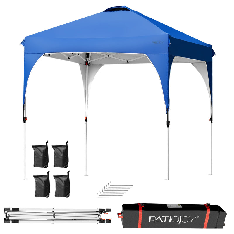 6.6 x 6.6 FT Pop Up Height Adjustable Canopy Tent with Roller Bag-Blue