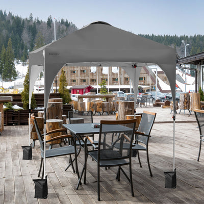 6.6 x 6.6 FT Pop Up Height Adjustable Canopy Tent with Roller Bag-Gray