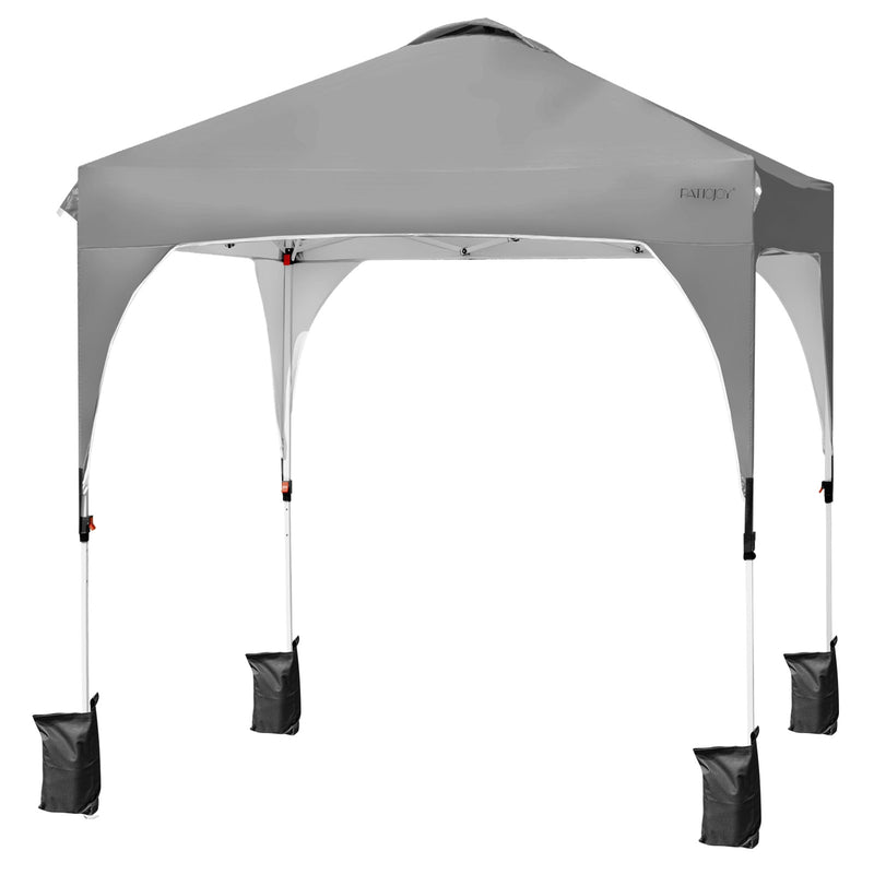 6.6 x 6.6 FT Pop Up Height Adjustable Canopy Tent with Roller Bag-Gray