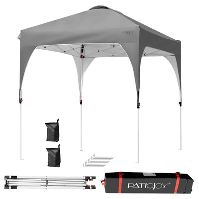 6.6 x 6.6 FT Pop Up Height Adjustable Canopy Tent with Roller Bag-Gray