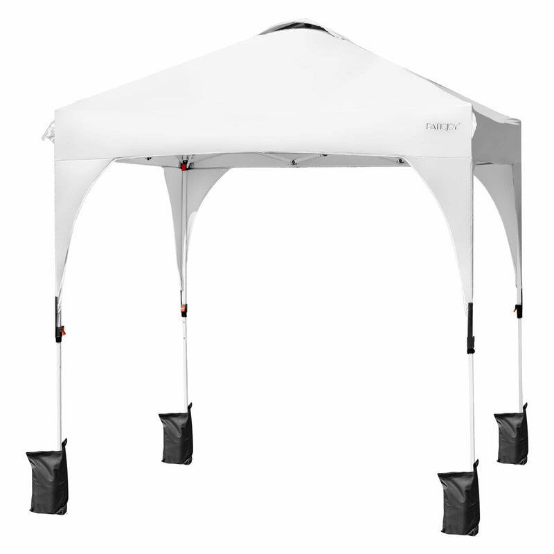 6.6 x 6.6 FT Pop Up Height Adjustable Canopy Tent with Roller Bag-White