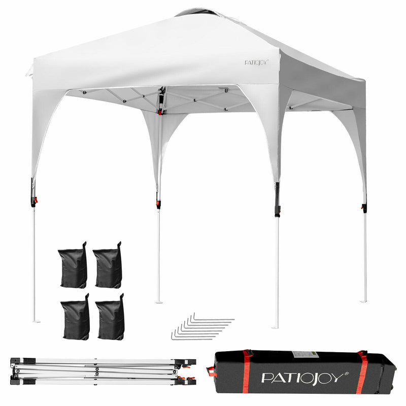 6.6 x 6.6 FT Pop Up Height Adjustable Canopy Tent with Roller Bag-White