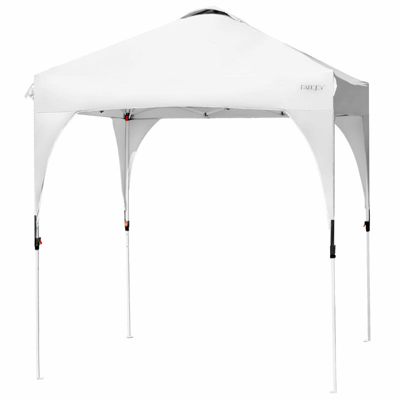 6.6 x 6.6 FT Pop Up Height Adjustable Canopy Tent with Roller Bag-White