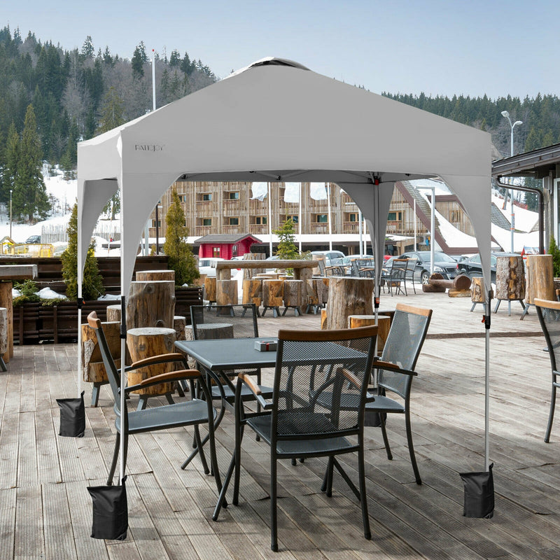 6.6 x 6.6 FT Pop Up Height Adjustable Canopy Tent with Roller Bag-White