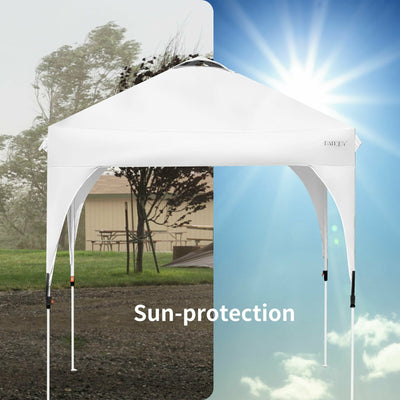 6.6 x 6.6 FT Pop Up Height Adjustable Canopy Tent with Roller Bag-White