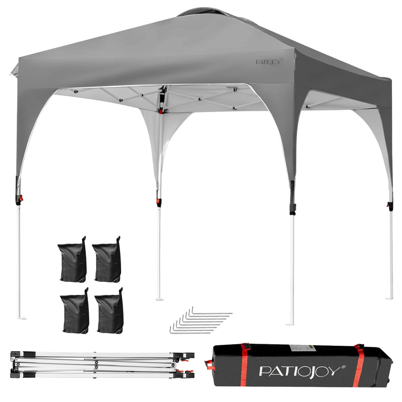 8 Feet x 8 Feet Outdoor Pop Up Tent Canopy Camping Sun Shelter with Roller Bag-Gray