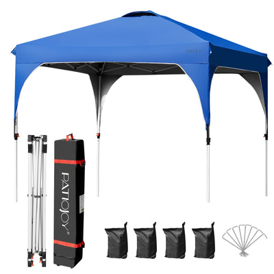 10 Feet x 10 Feet Outdoor Pop-up Camping Canopy Tent with Roller Bag-Blue