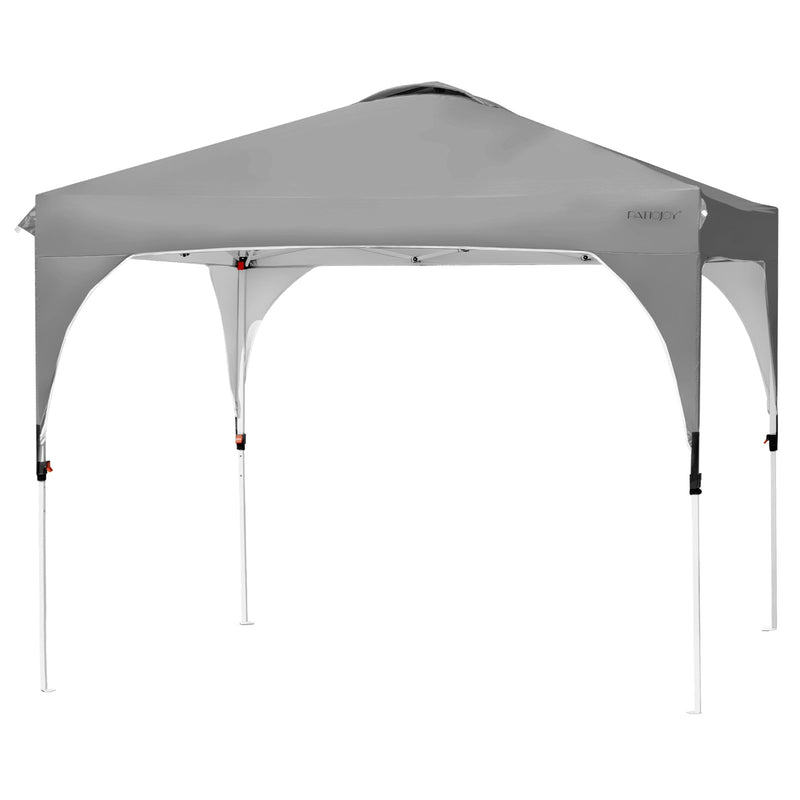 10 Feet x 10 Feet Outdoor Pop-up Camping Canopy Tent with Roller Bag-Gray