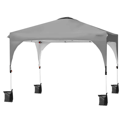 10 Feet x 10 Feet Outdoor Pop-up Camping Canopy Tent with Roller Bag-Gray