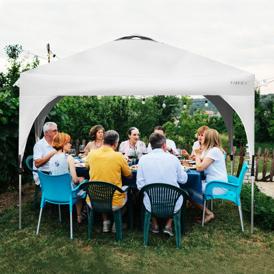 10 Feet x 10 Feet Outdoor Pop-up Camping Canopy Tent with Roller Bag-White