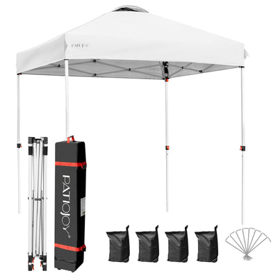 6.6 x 6.6 Feet Outdoor Pop-up Canopy Tent with Roller Bag-White