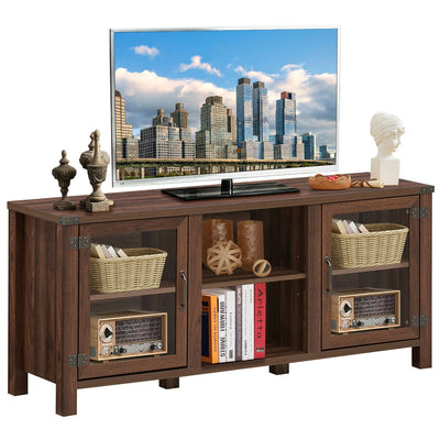 TV Stand Entertainment Center for TV's with Storage Cabinets-Walnut