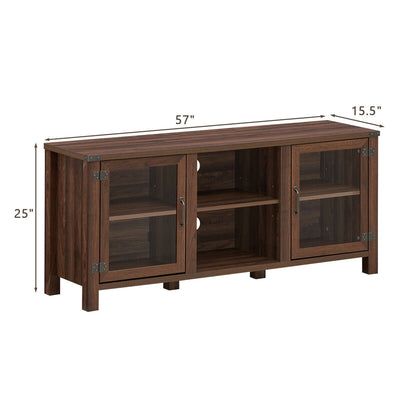 TV Stand Entertainment Center for TV's with Storage Cabinets-Walnut