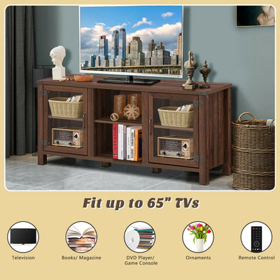 TV Stand Entertainment Center for TV's with Storage Cabinets-Walnut