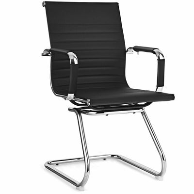 Set of 2 Heavy Duty Conference Chair with PU Leather-Black