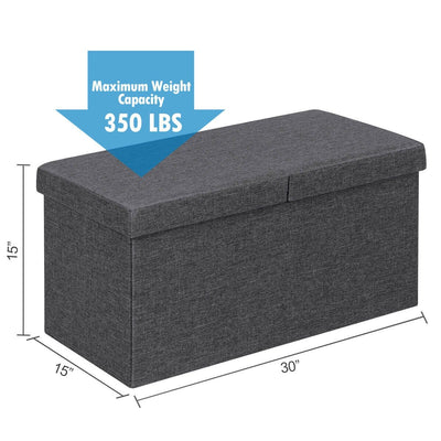 30 Inch Folding Storage Ottoman with Lift Top-Dark Gray