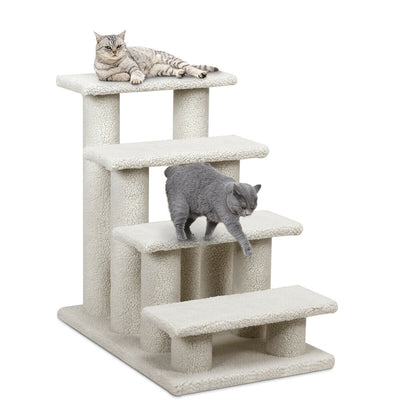 4-Step Pet Stairs Carpeted Ladder Ramp Scratching Post Cat Tree Climber