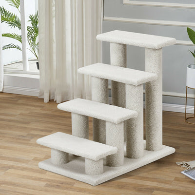 4-Step Pet Stairs Carpeted Ladder Ramp Scratching Post Cat Tree Climber