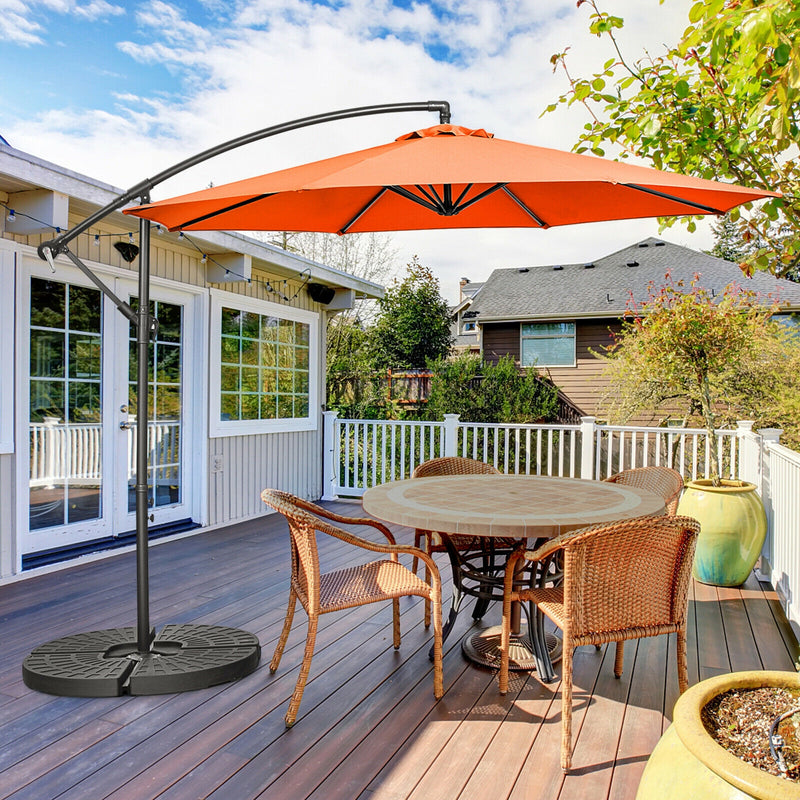 10FT Offset Umbrella with 8 Ribs Cantilever and Cross Base Tilt Adjustment-Orange