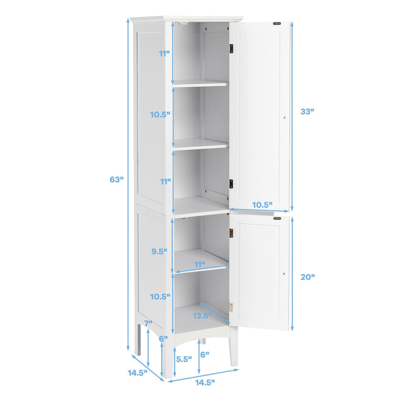 Freestanding Bathroom Storage Cabinet for Kitchen and Living Room-White