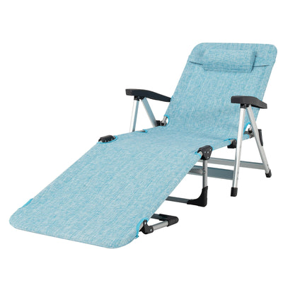 Beach Folding Chaise Lounge Recliner with 7 Adjustable Position-Blue