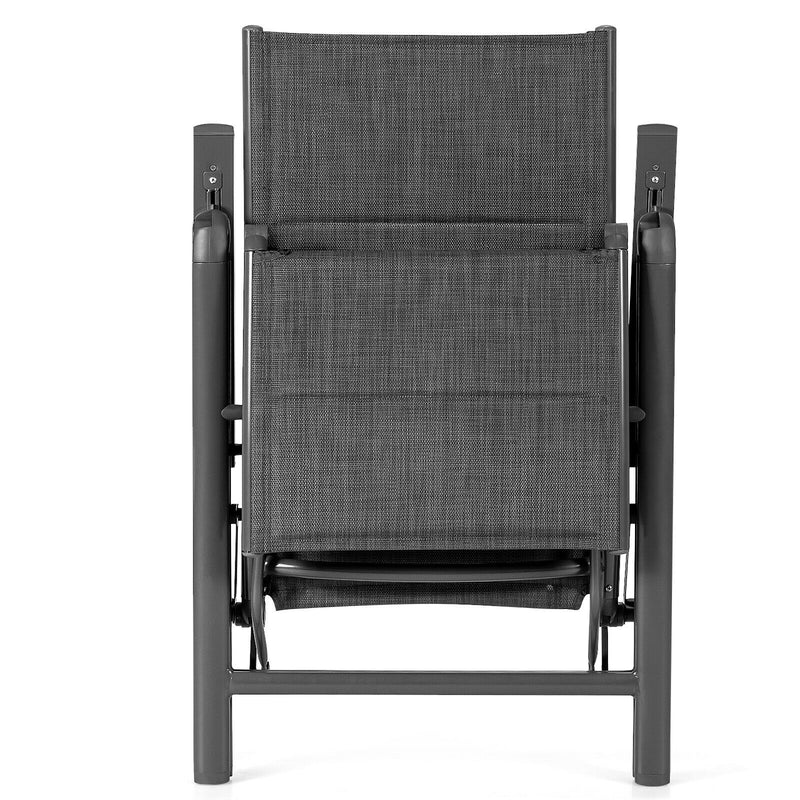 Aluminum Frame Adjustable Outdoor Foldable Reclining Padded Chair-Gray