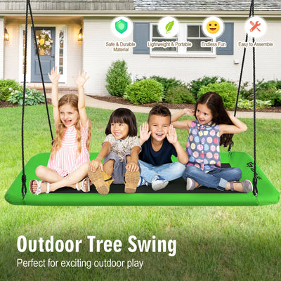 60 Inch Platform Tree Swing Outdoor with 2 Hanging Straps-Green