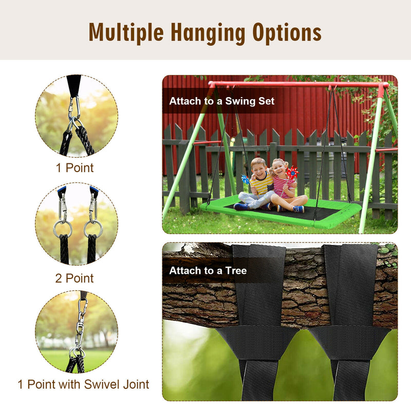 60 Inch Platform Tree Swing Outdoor with 2 Hanging Straps-Green