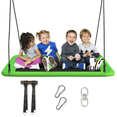 60 Inch Platform Tree Swing Outdoor with 2 Hanging Straps-Green