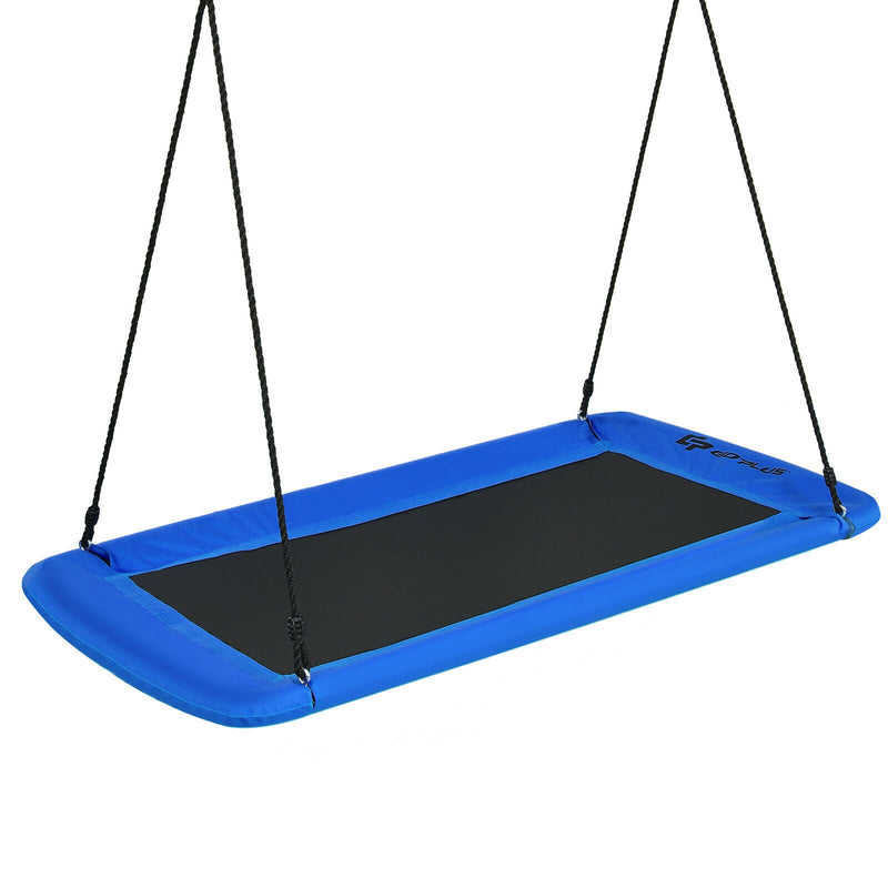 60 Inch Platform Tree Swing Outdoor with 2 Hanging Straps-Blue