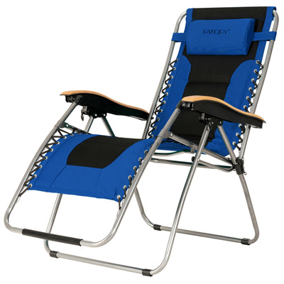 Oversize Folding Adjustable Padded Zero Gravity Lounge Chair-Blue