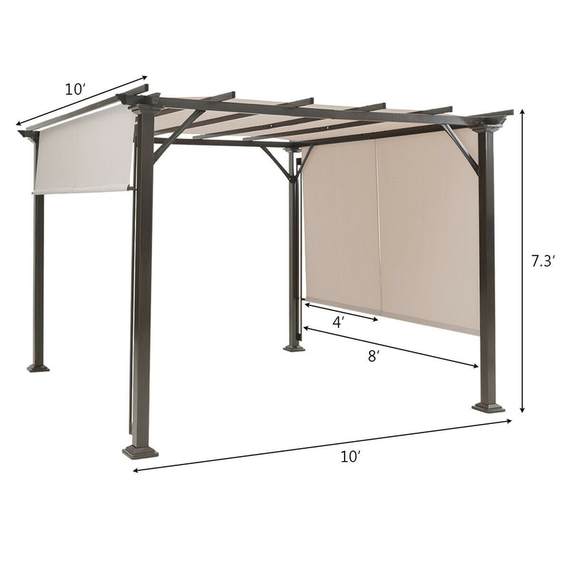 10 x 10 Feet Metal Frame Patio Furniture Shelter-Beige