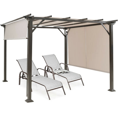 10 x 10 Feet Metal Frame Patio Furniture Shelter-Beige