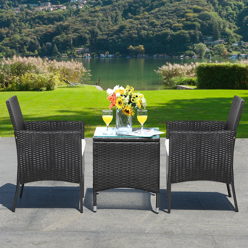 2 Pieces Patio Wicker Chairs with Cozy Seat Cushions