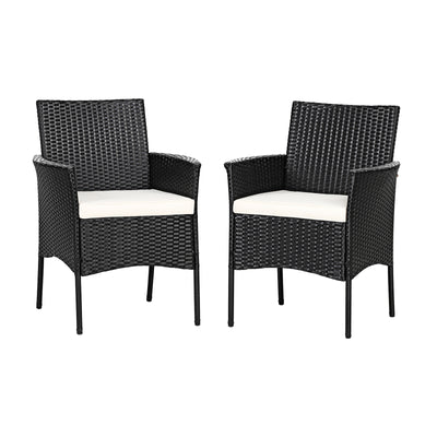 2 Pieces Patio Wicker Chairs with Cozy Seat Cushions