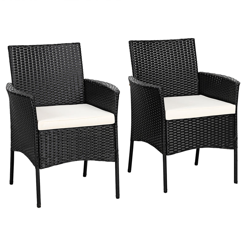 2 Pieces Patio Wicker Chairs with Cozy Seat Cushions