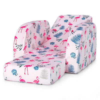 3-in-1 Convertible Kid Sofa Bed Flip-Out Chair Lounger for Toddler-Pink