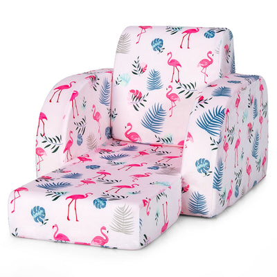 3-in-1 Convertible Kid Sofa Bed Flip-Out Chair Lounger for Toddler-Pink