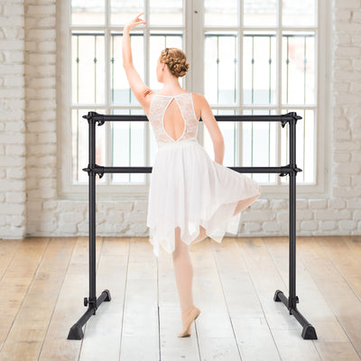 4 Feet Portable Double Freestanding Barre Dancing Stretching-Black