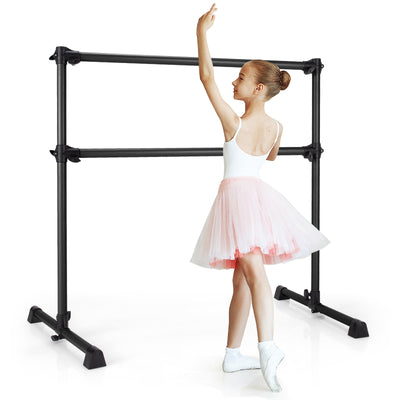 4 Feet Portable Double Freestanding Barre Dancing Stretching-Black