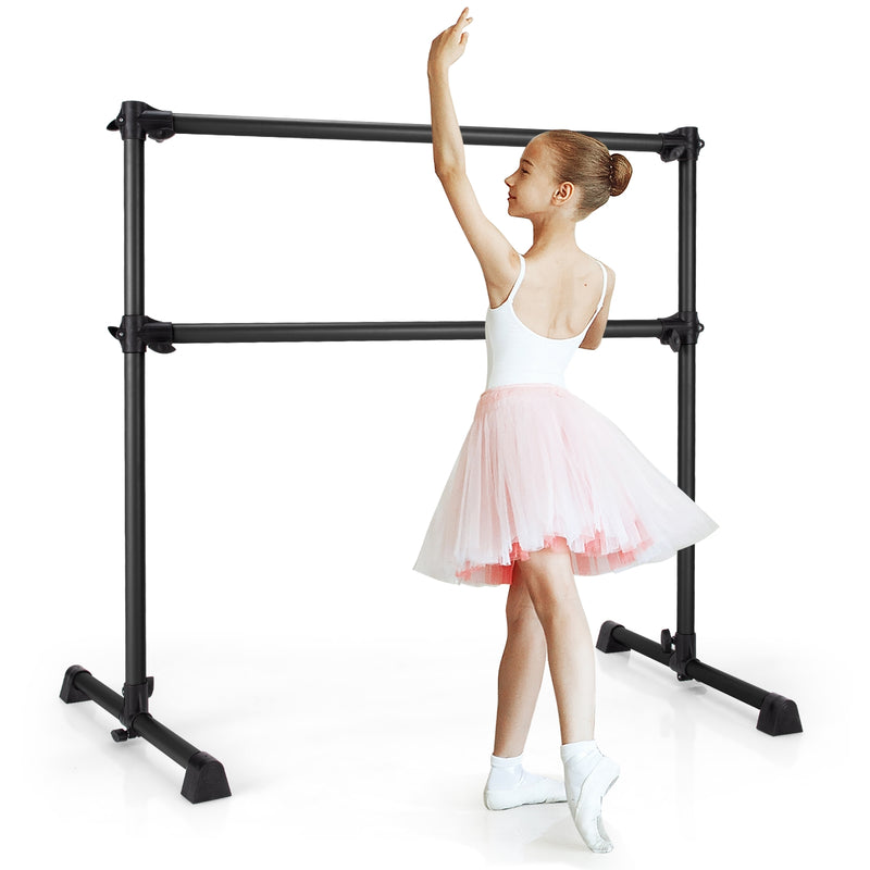 4 Feet Portable Double Freestanding Barre Dancing Stretching-Black