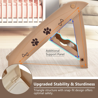 Collapsible Plastic Pet Stairs 4 Step Ladder for Small Dog and Cats-Coffee