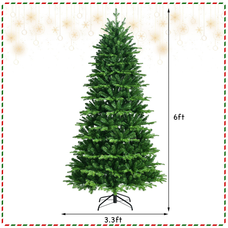 6 Feet Realistic Pre-Lit Hinged Christmas Tree with Lights and Foot Switch