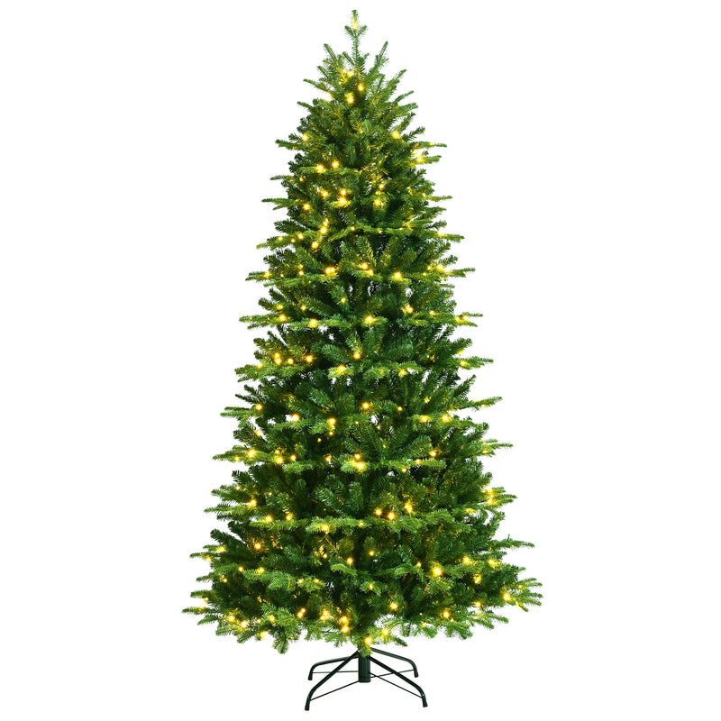 6 Feet Realistic Pre-Lit Hinged Christmas Tree with Lights and Foot Switch