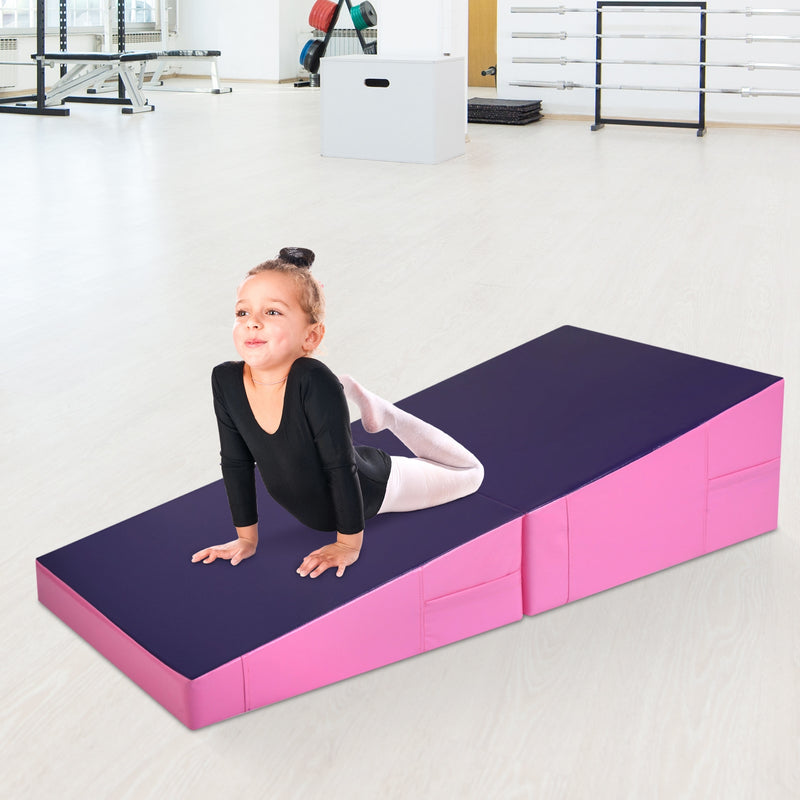 Incline Gymnastic Pad Folding Wedge Ramp Gym Fitness Exercise Sport Tumbling Mat-Purple