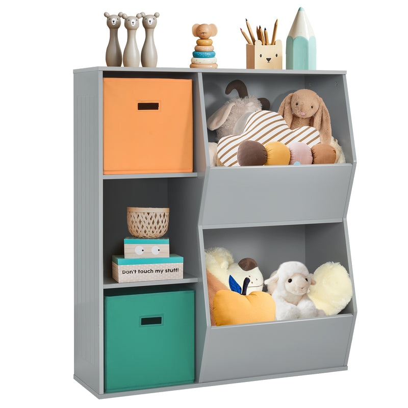 Kids Toy Storage Cabinet Shelf Organizer -Gray