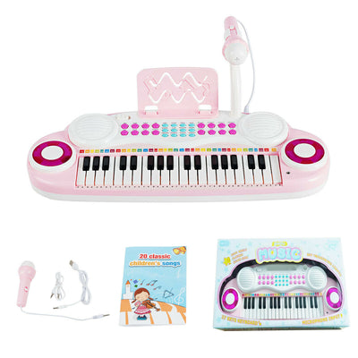 Multifunctional 37 Electric Keyboard Piano with Microphone-Pink