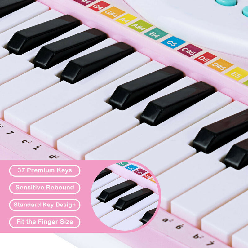 Multifunctional 37 Electric Keyboard Piano with Microphone-Pink